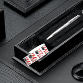 Black Crocodile Leather Stationery Box