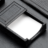 Croco Embossed Black Leather Memo Box