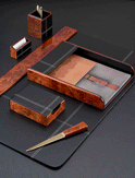 Wood & Leather Office Desk Set
